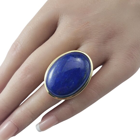18K Yellow Gold Lapis Lazuli Ring Size 7.5-7.75 #22722 - Picture 8 of 8